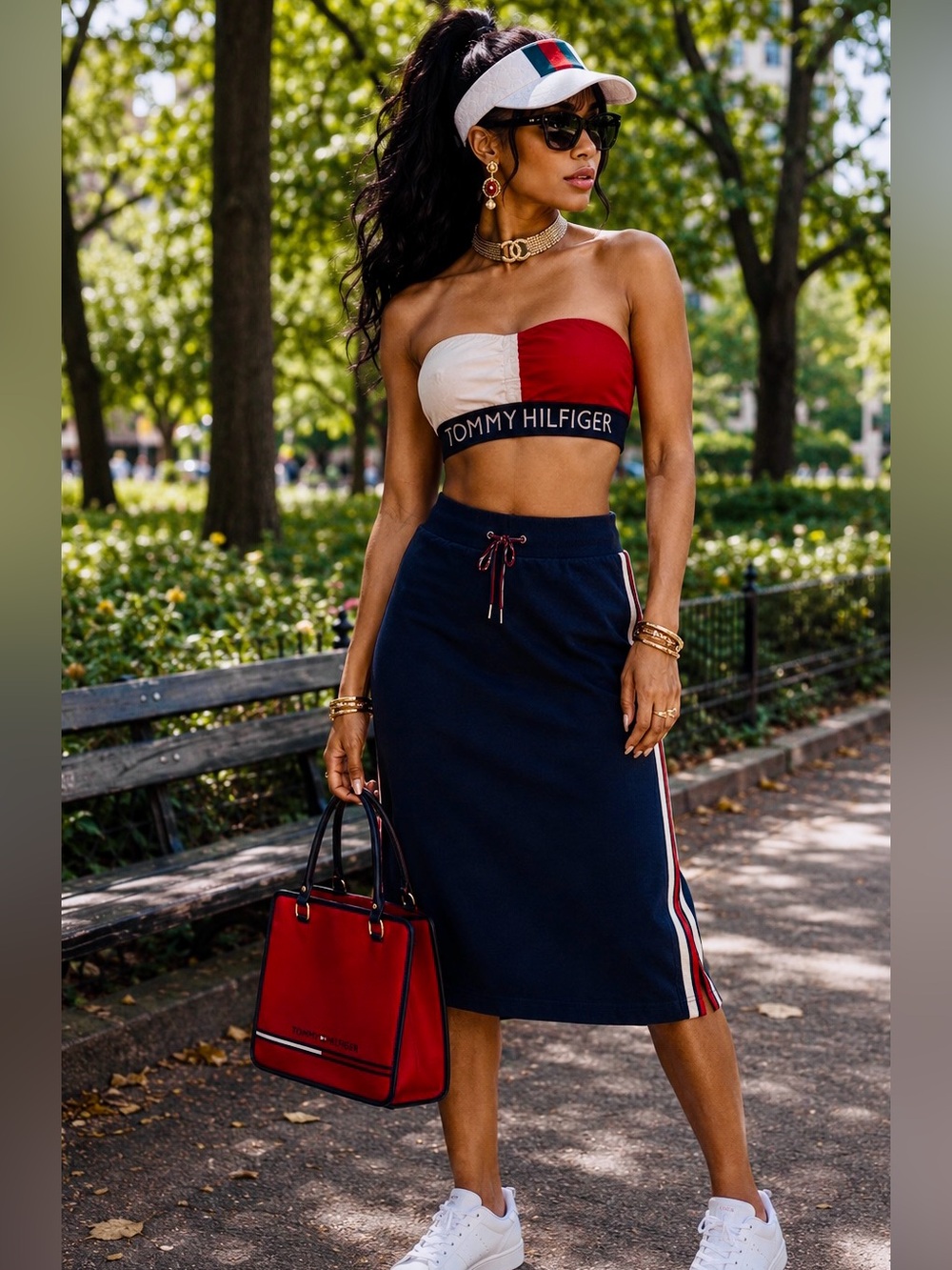 Tommy Hilfiger Matching Set | Large | NWOT Skirt + Logo Bandeau Tube Top | Prepp